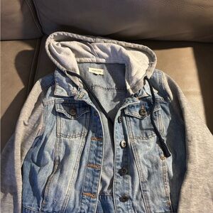 Love Culture Blue and Gray Jean Jacket with Hood